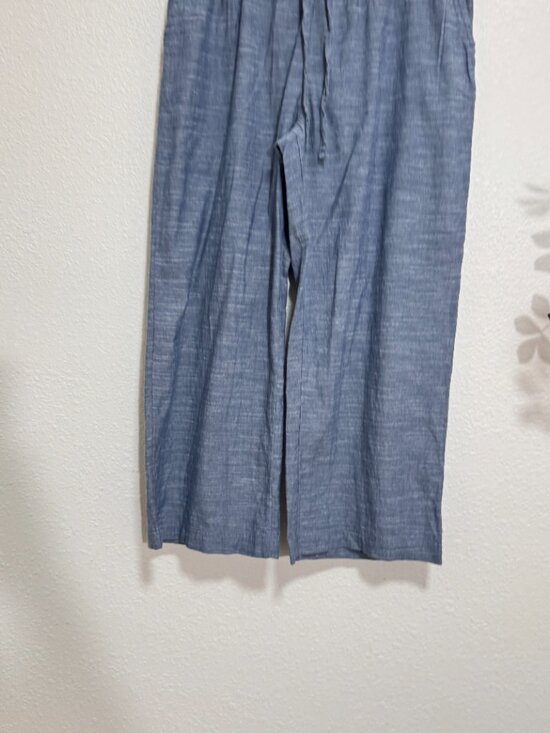 PACT 100% Organic Cotton Blue Chambray Drawstring Crop Pants Size Medium - Picture 4 of 10